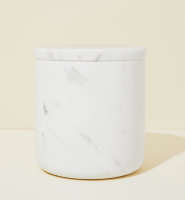 white marble endless candle vessel with lid